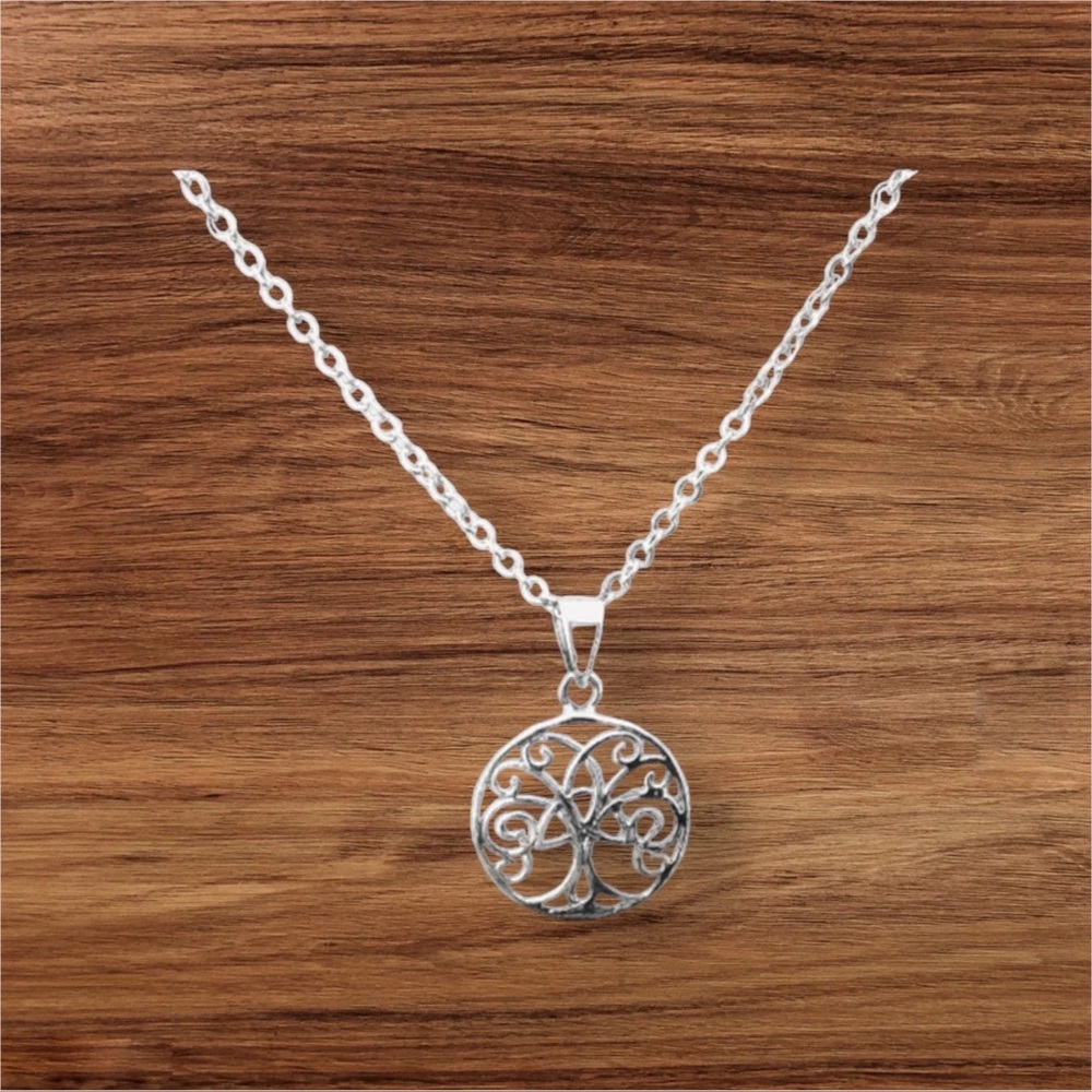 925 Sterling Silver Celtic Tree of Life Pendant Free Chain Necklace